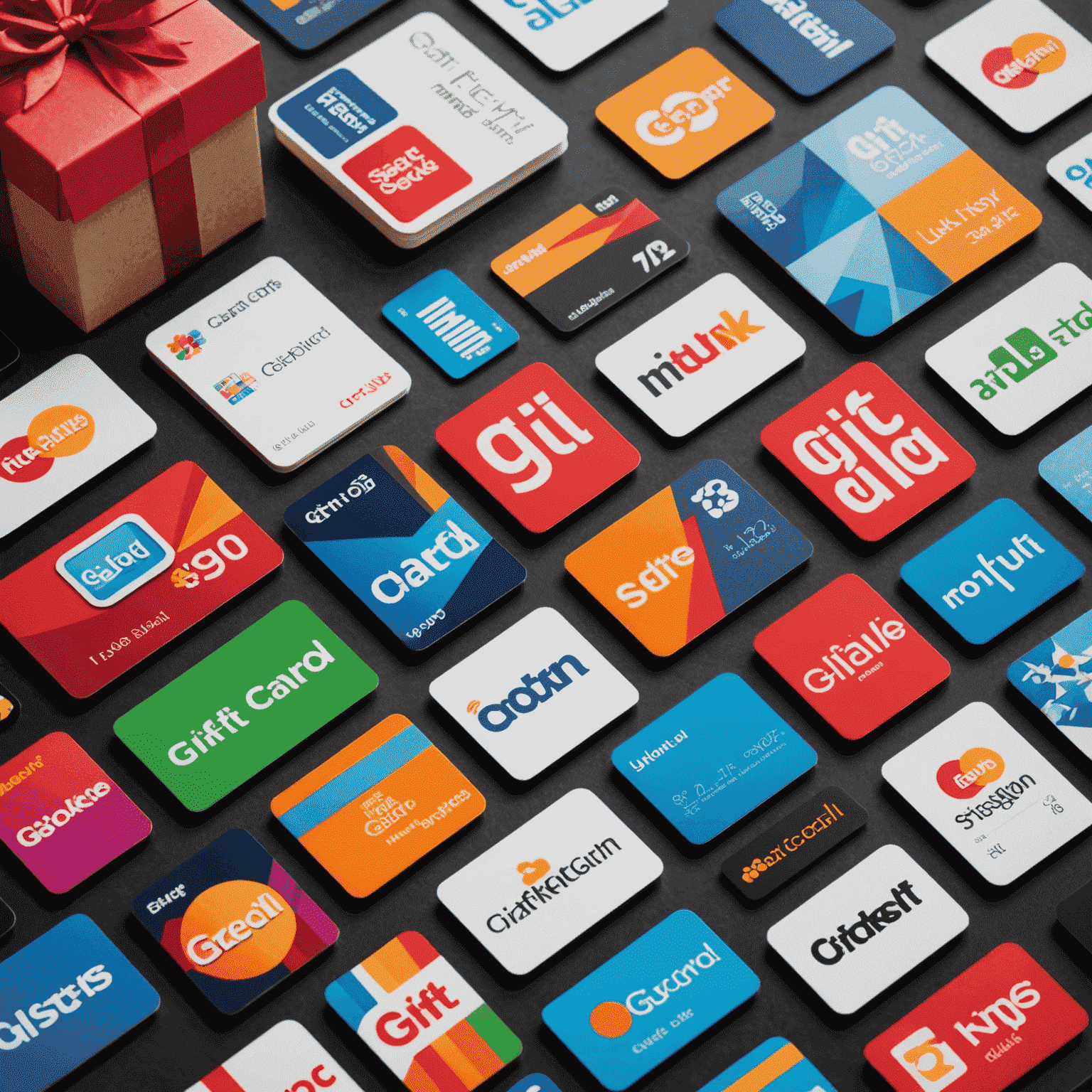 Collage of various gift cards and mobile devices showing gift card apps